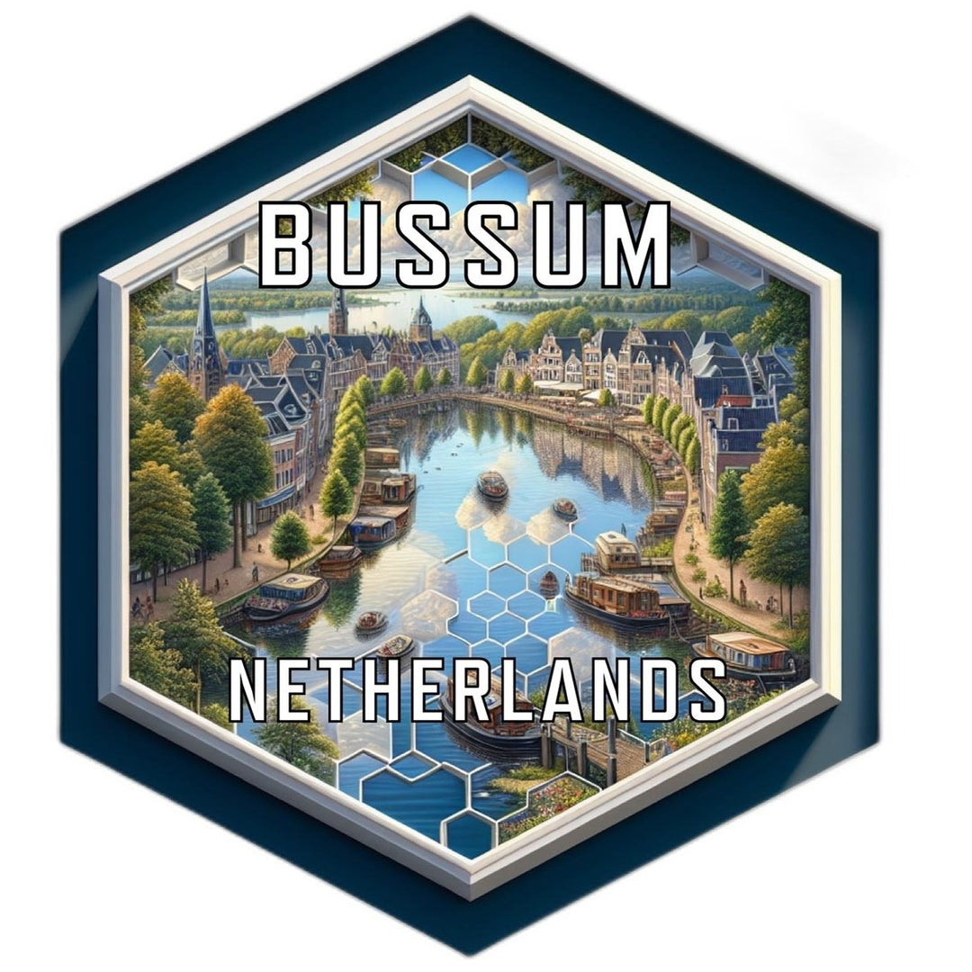 Bussum Netherlands Souvenir Travel Destination Die Cut Hexagon Fridge Magnet Image 1