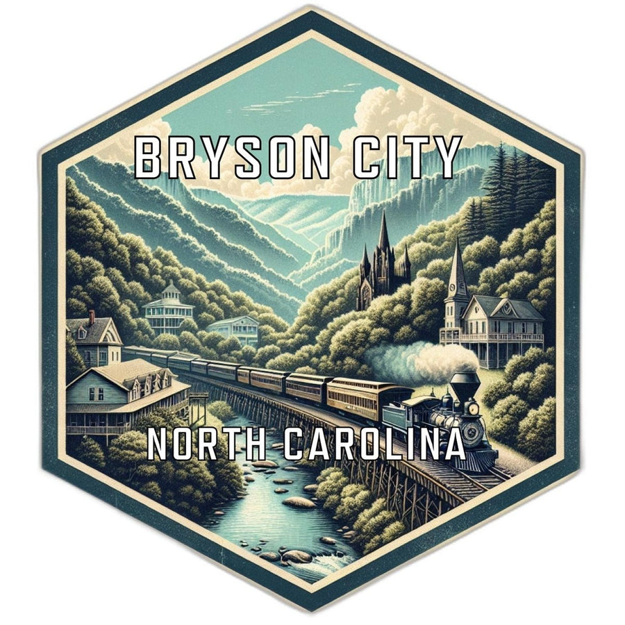 Bryson City North Carolina Souvenir Travel Destination Die Cut Hexagon Fridge Magnet Image 1