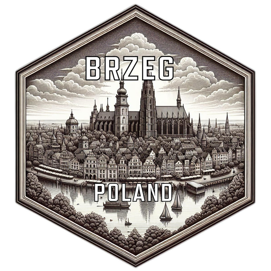 Brzeg Poland Souvenir Travel Destination Die Cut Hexagon Fridge Magnet Image 1