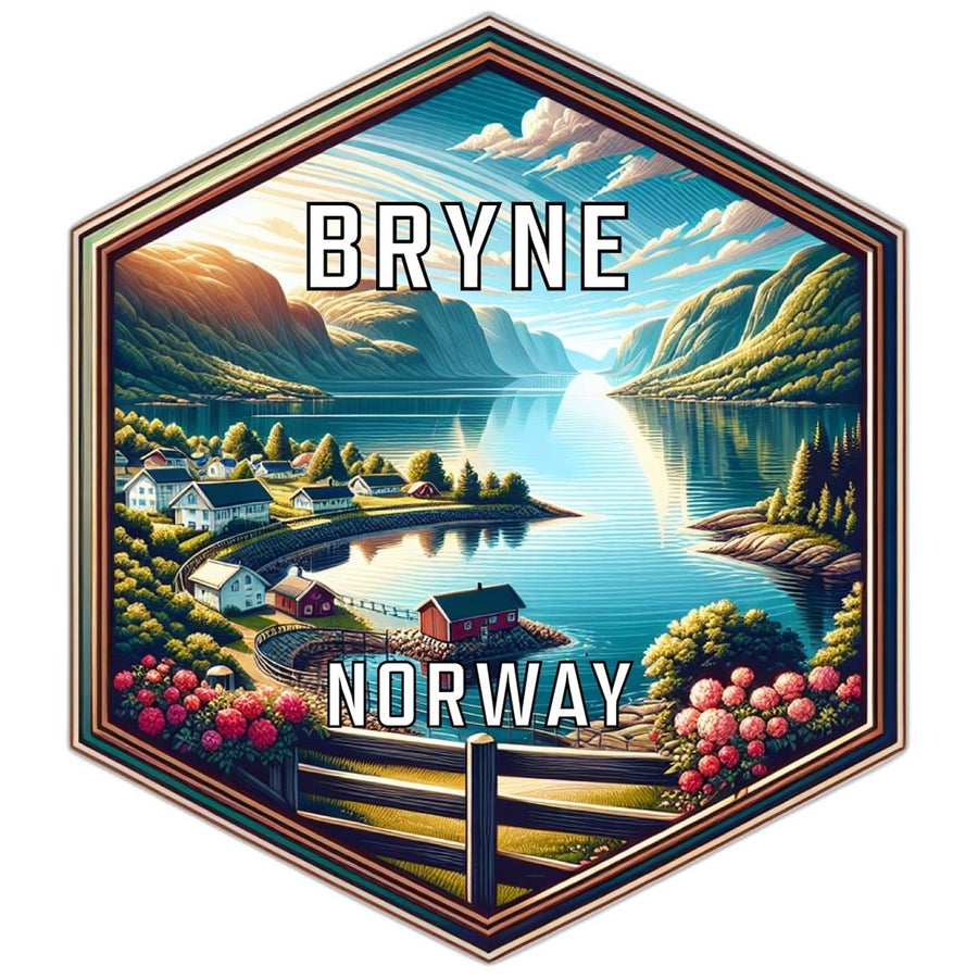 Bryne Norway Souvenir Travel Destination Die Cut Hexagon Fridge Magnet Image 1