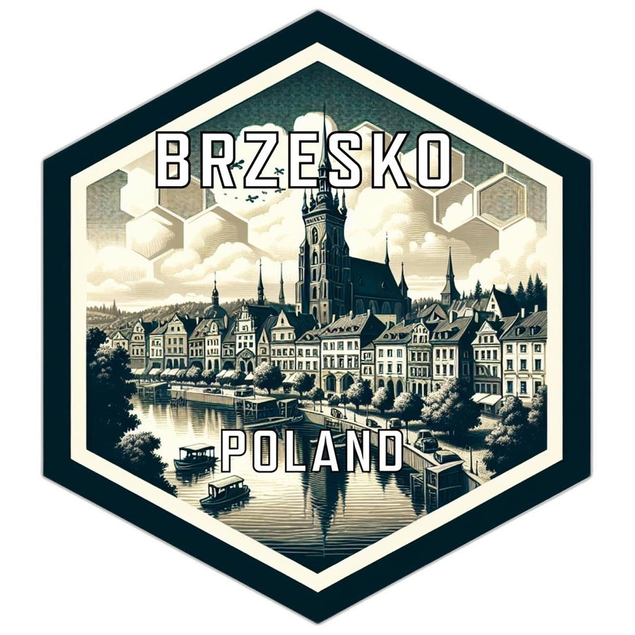 Brzesko Poland Souvenir Travel Destination Die Cut Hexagon Fridge Magnet Image 1