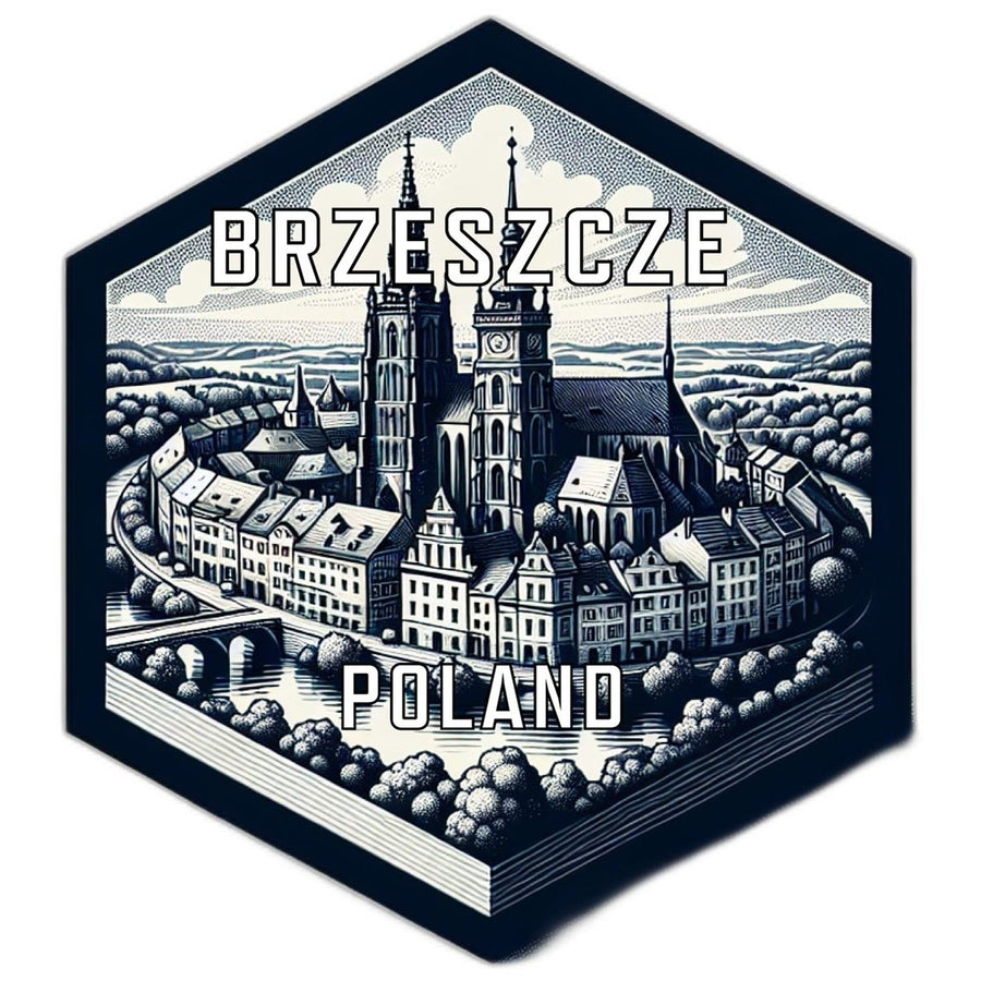 Brzeszcze Poland Souvenir Travel Destination Die Cut Hexagon Fridge Magnet Image 1