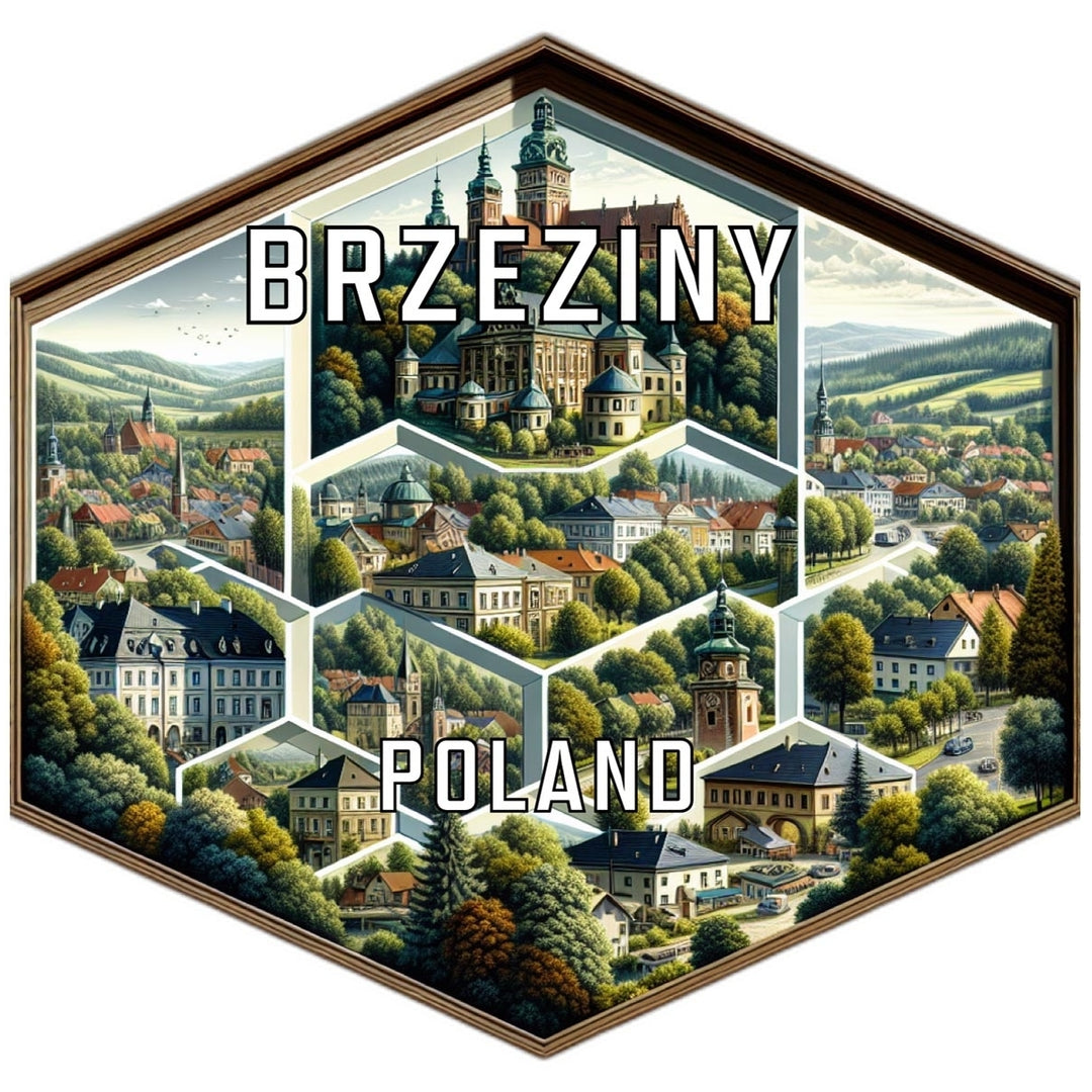 Brzeziny Poland Souvenir Travel Destination Die Cut Hexagon Fridge Magnet Image 1