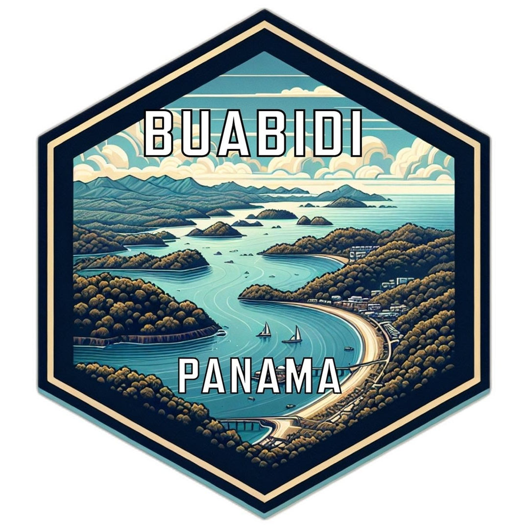 Buabidi Panama Souvenir Travel Destination Die Cut Hexagon Fridge Magnet Image 1