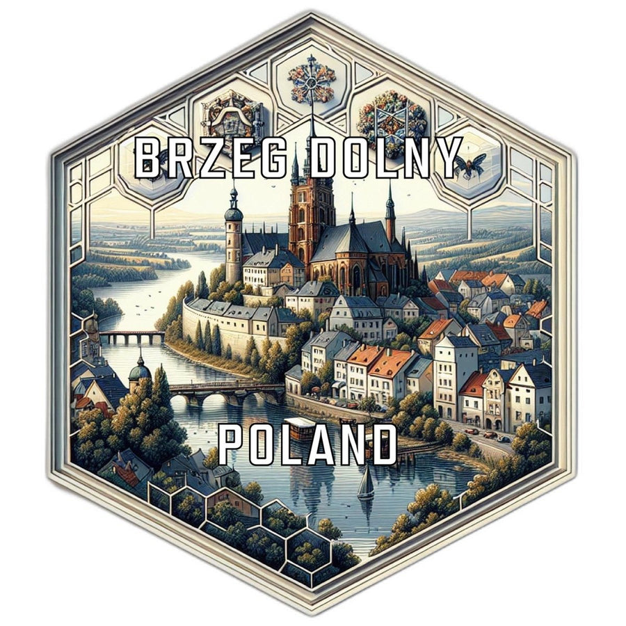 Brzeg Dolny Poland Souvenir Travel Destination Die Cut Hexagon Fridge Magnet Image 1