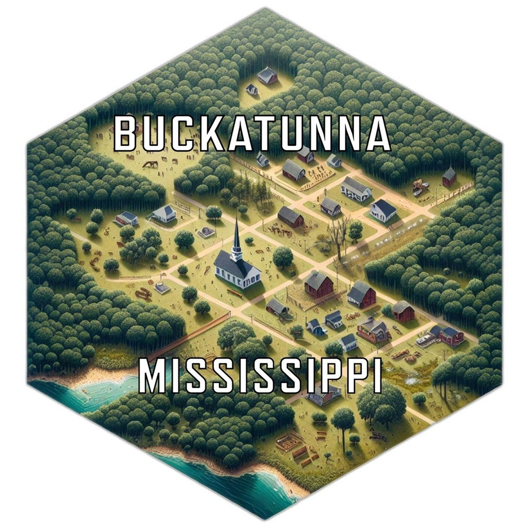 Buckatunna Mississippi Souvenir Travel Destination Die Cut Hexagon Fridge Magnet Image 1