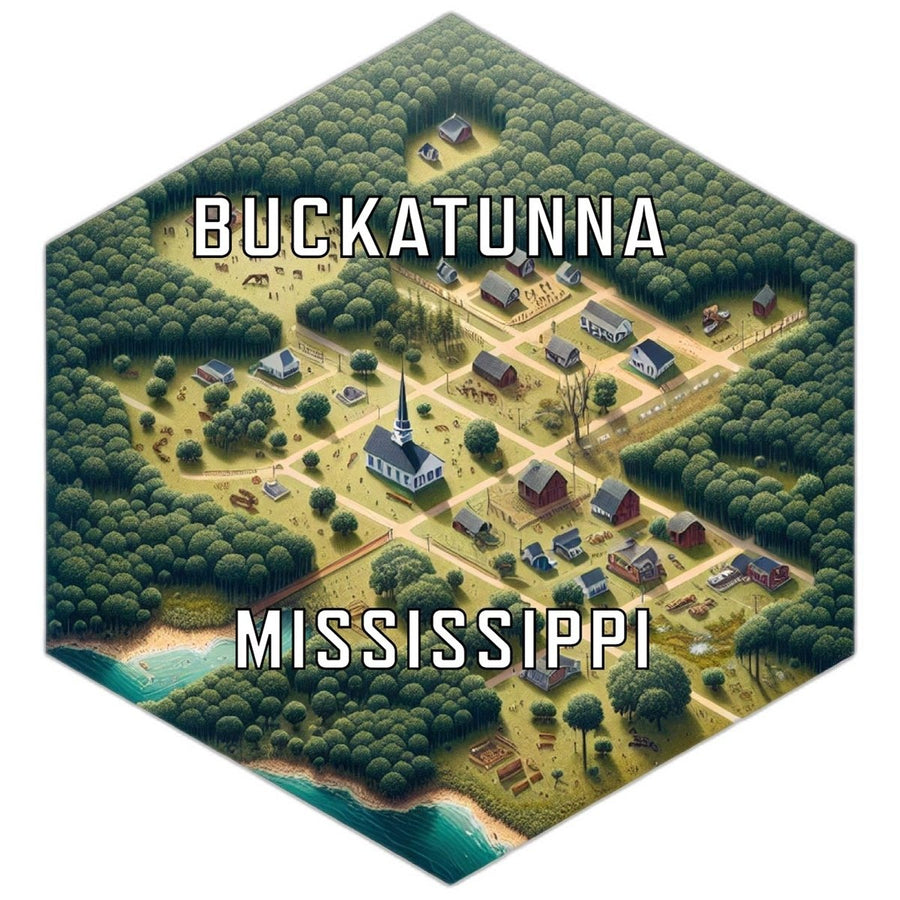 Buckatunna Mississippi Souvenir Travel Destination Die Cut Hexagon Fridge Magnet Image 1