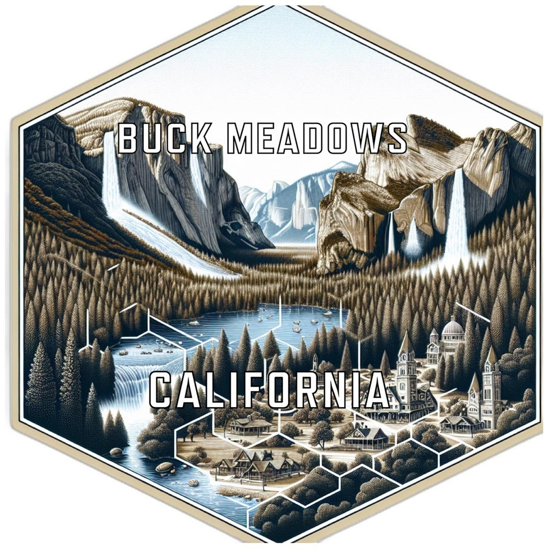 Buck Meadows California Souvenir Travel Destination Die Cut Hexagon Fridge Magnet Image 1