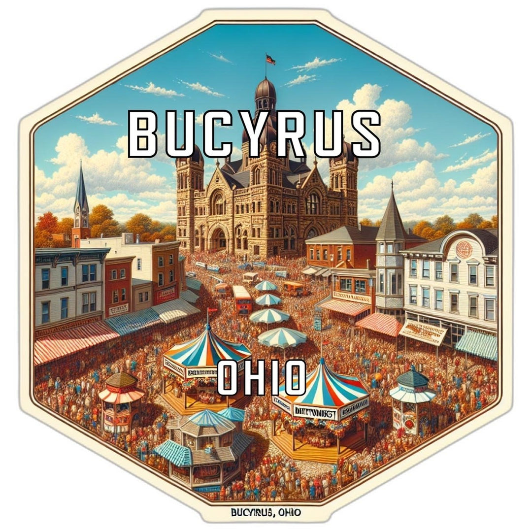 Bucyrus Ohio Souvenir Travel Destination Die Cut Hexagon Fridge Magnet Image 1