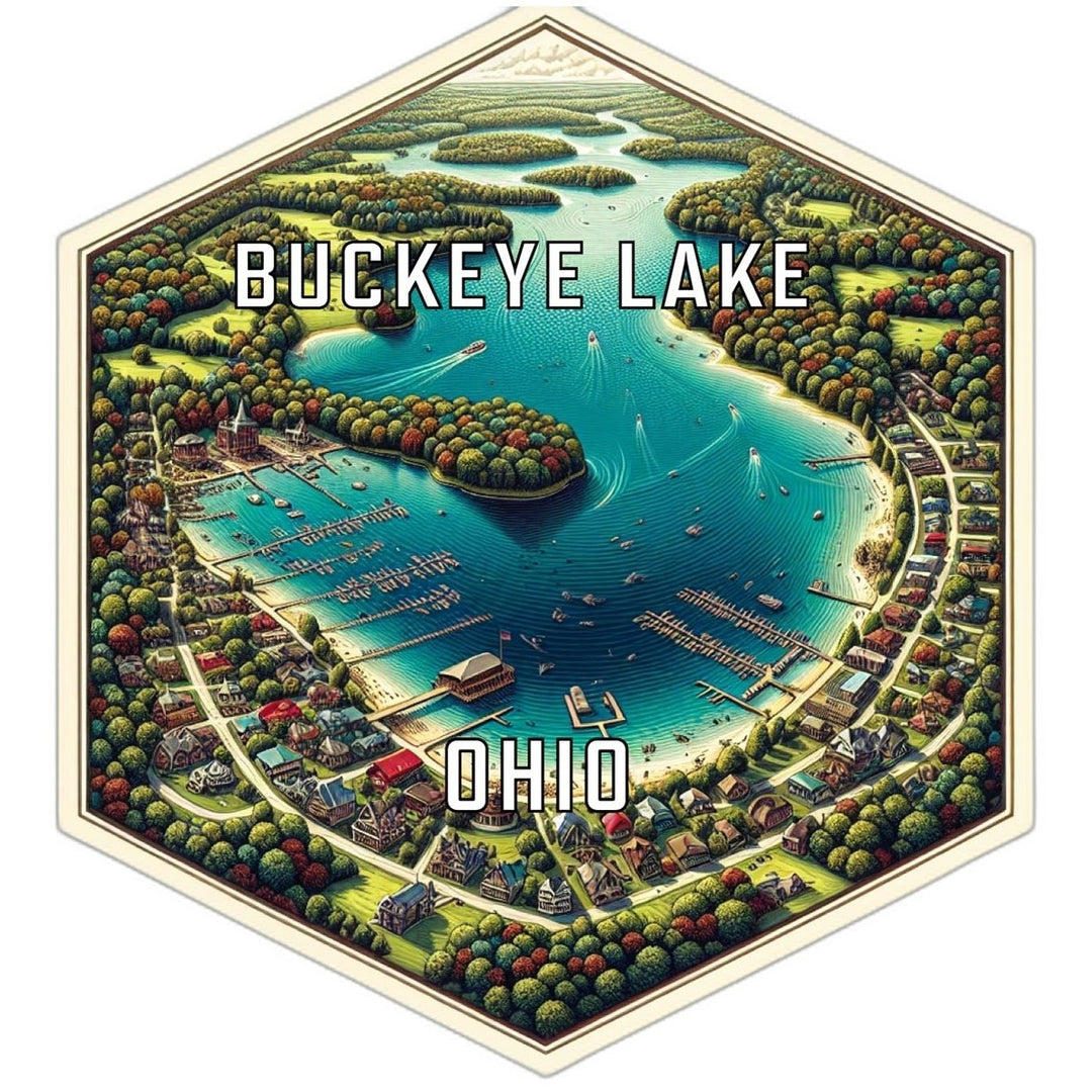 Buckeye Lake Ohio Souvenir Travel Destination Die Cut Hexagon Fridge Magnet Image 1