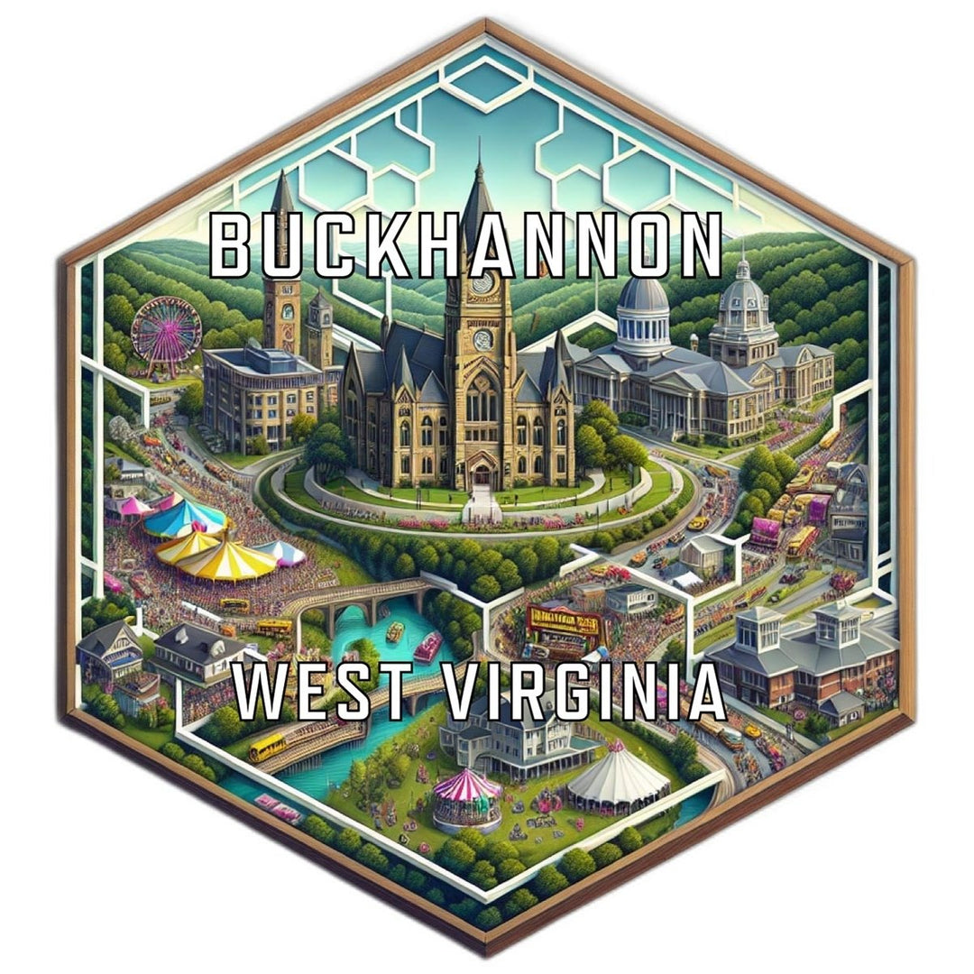 Buckhannon West Virginia Souvenir Travel Destination Die Cut Hexagon Fridge Magnet Image 1