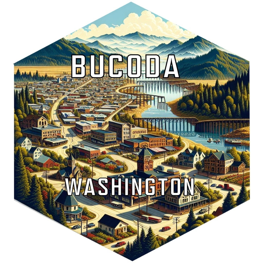 Bucoda Washington Souvenir Travel Destination Die Cut Hexagon Fridge Magnet Image 1