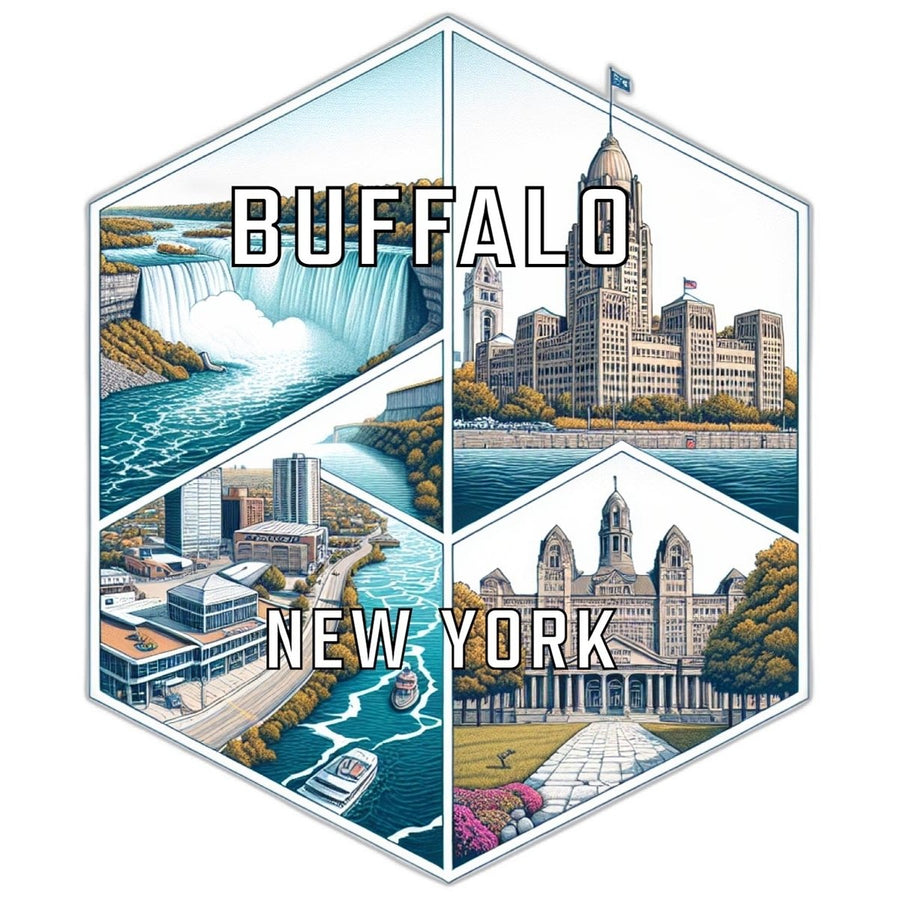 Buffalo York Souvenir Travel Destination Die Cut Hexagon Fridge Magnet Image 1