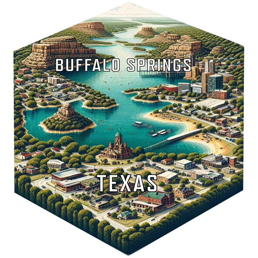 Buffalo Springs Texas Souvenir Travel Destination Die Cut Hexagon Fridge Magnet Image 1