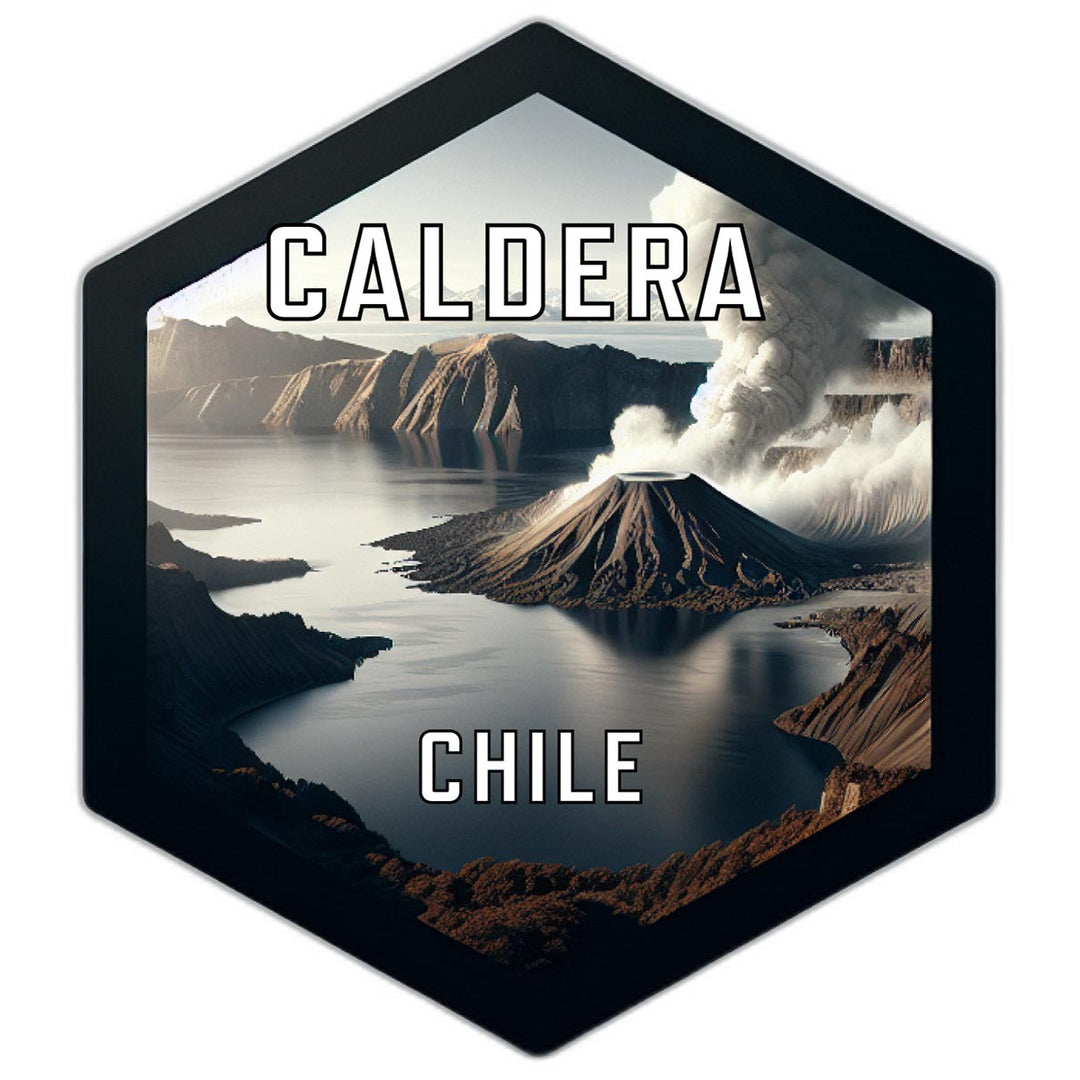 Caldera Chile Souvenir Travel Destination Die Cut Hexagon Fridge Magnet Image 1