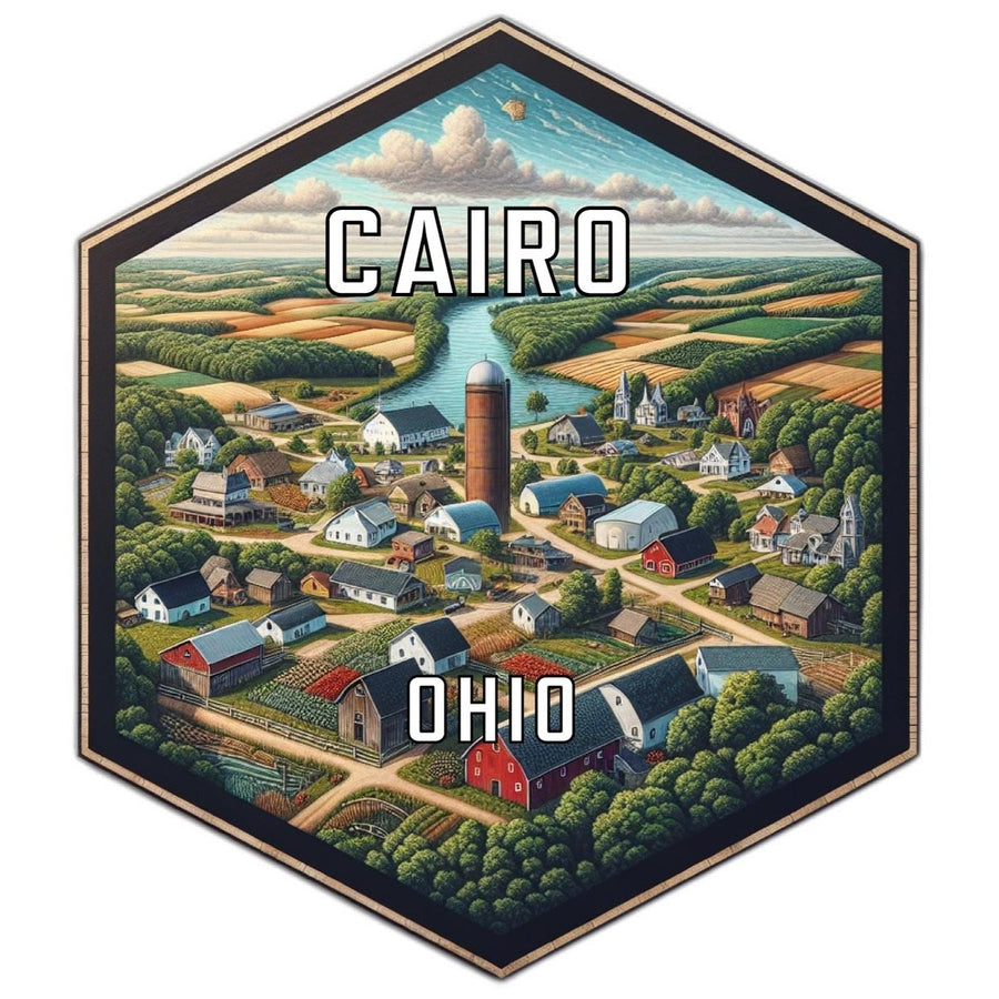 Cairo Ohio Souvenir Travel Destination Die Cut Hexagon Fridge Magnet Image 1