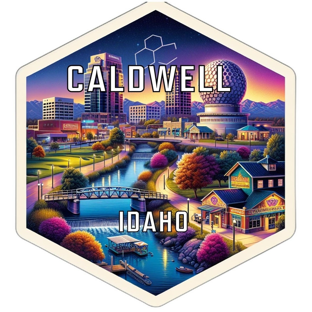 Caldwell Idaho Souvenir Travel Destination Die Cut Hexagon Fridge Magnet Image 1