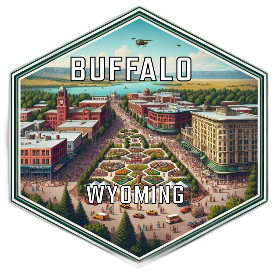 Buffalo Wyoming Souvenir Travel Destination Die Cut Hexagon Fridge Magnet Image 1