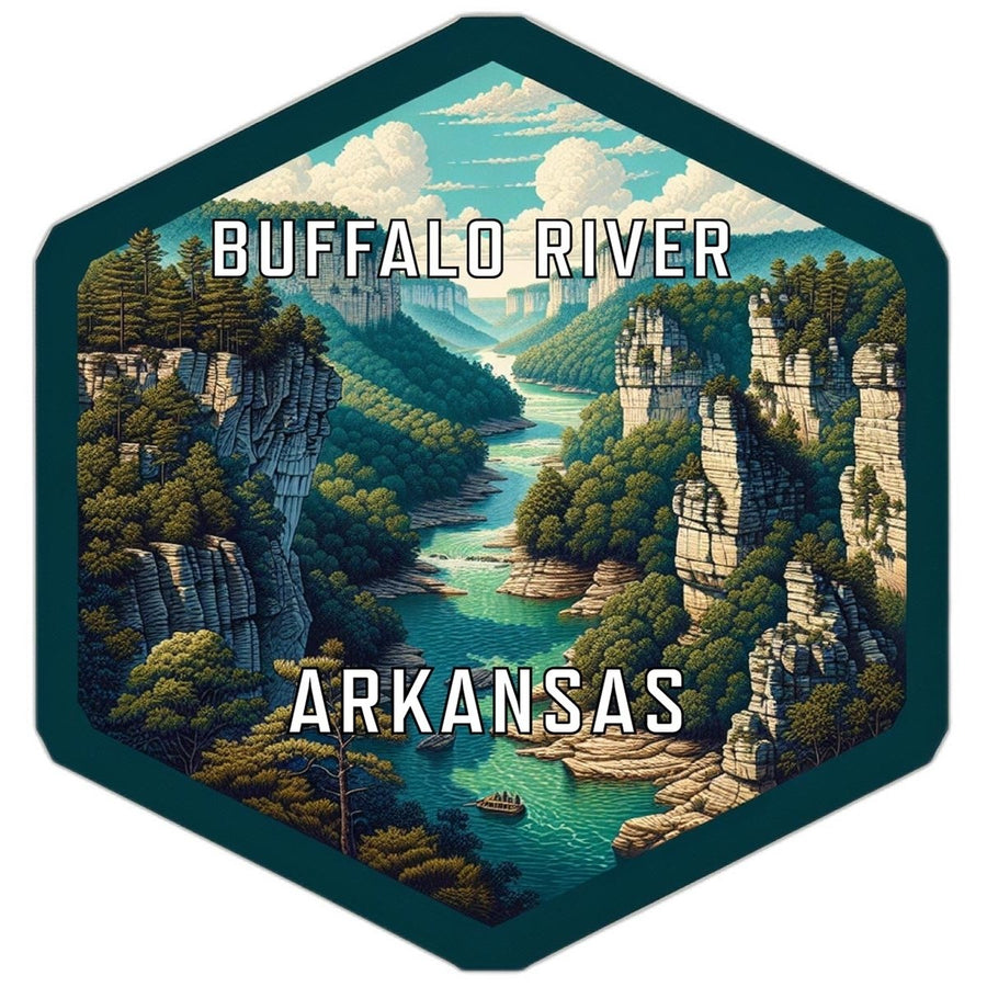 Buffalo River Arkansas Souvenir Travel Destination Die Cut Hexagon Fridge Magnet Image 1