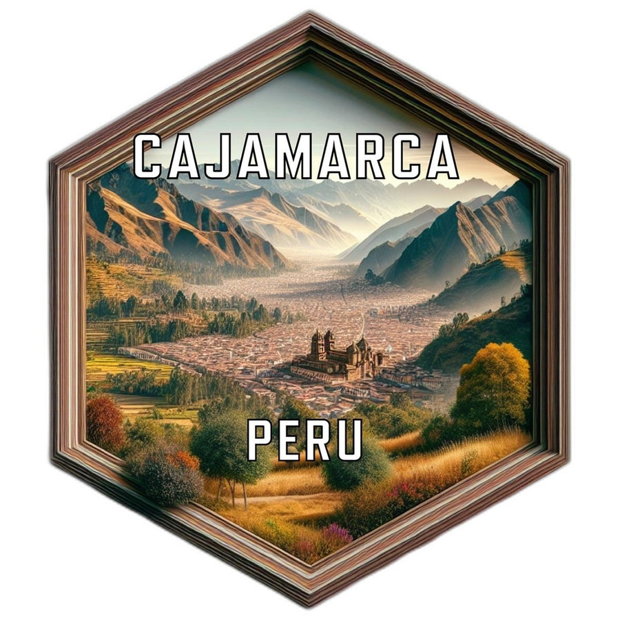 Cajamarca Peru Souvenir Travel Destination Die Cut Hexagon Fridge Magnet Image 1