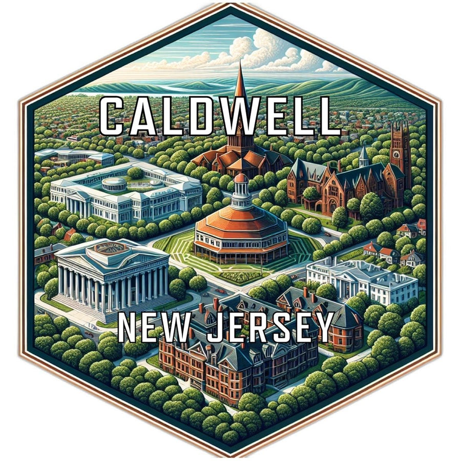 Caldwell Jersey Souvenir Travel Destination Die Cut Hexagon Fridge Magnet Image 1