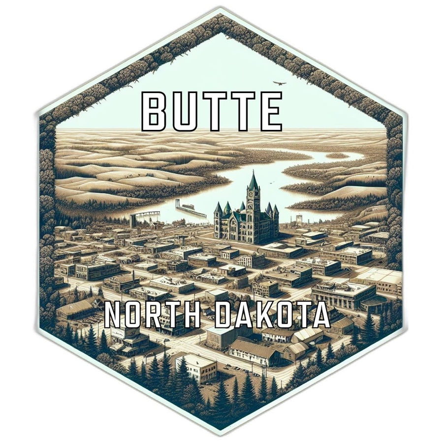 Butte North Dakota Souvenir Travel Destination Die Cut Hexagon Fridge Magnet Image 1