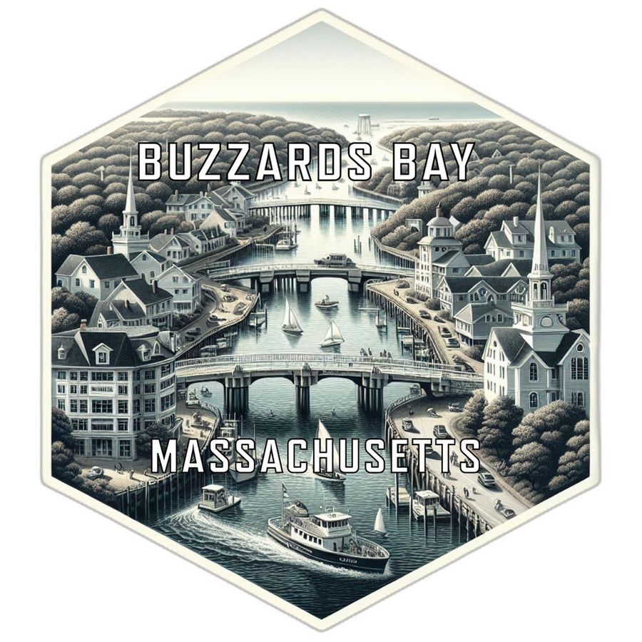 Buzzards Bay Massachusetts Souvenir Travel Destination Die Cut Hexagon Fridge Magnet Image 1