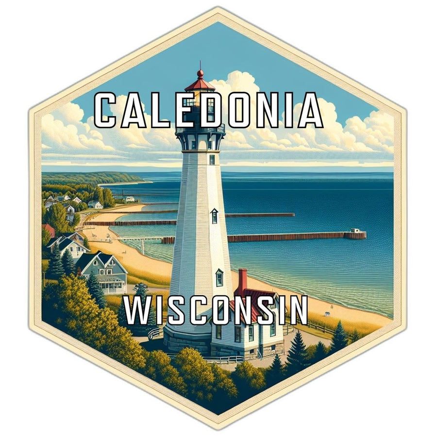 Caledonia Wisconsin Souvenir Travel Destination Die Cut Hexagon Fridge Magnet Image 1