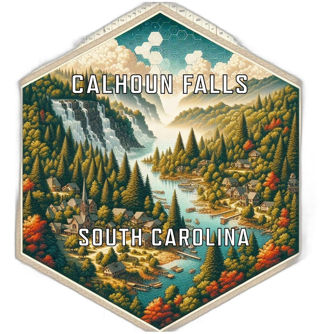 Calhoun Falls South Carolina Souvenir Travel Destination Die Cut Hexagon Fridge Magnet Image 1