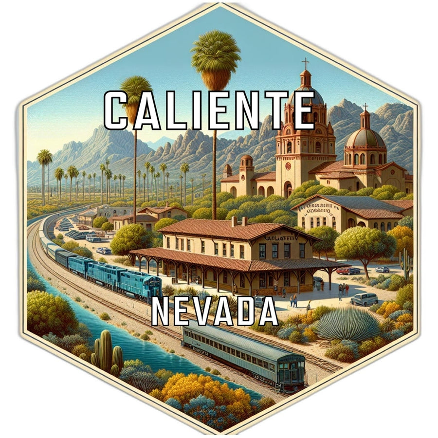 Caliente Nevada Souvenir Travel Destination Die Cut Hexagon Fridge Magnet Image 1