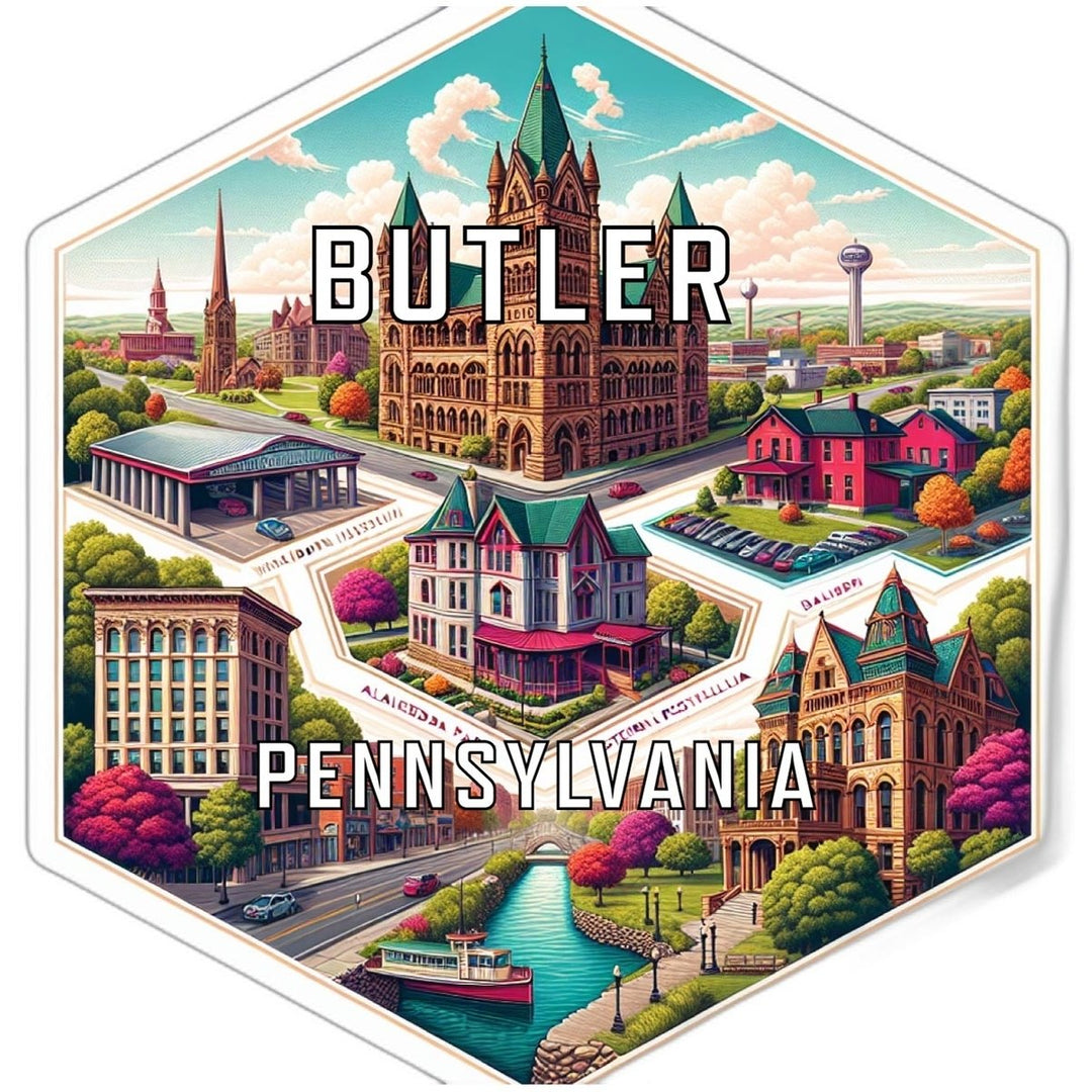 Butler Pennsylvania Souvenir Travel Destination Die Cut Hexagon Fridge Magnet Image 1