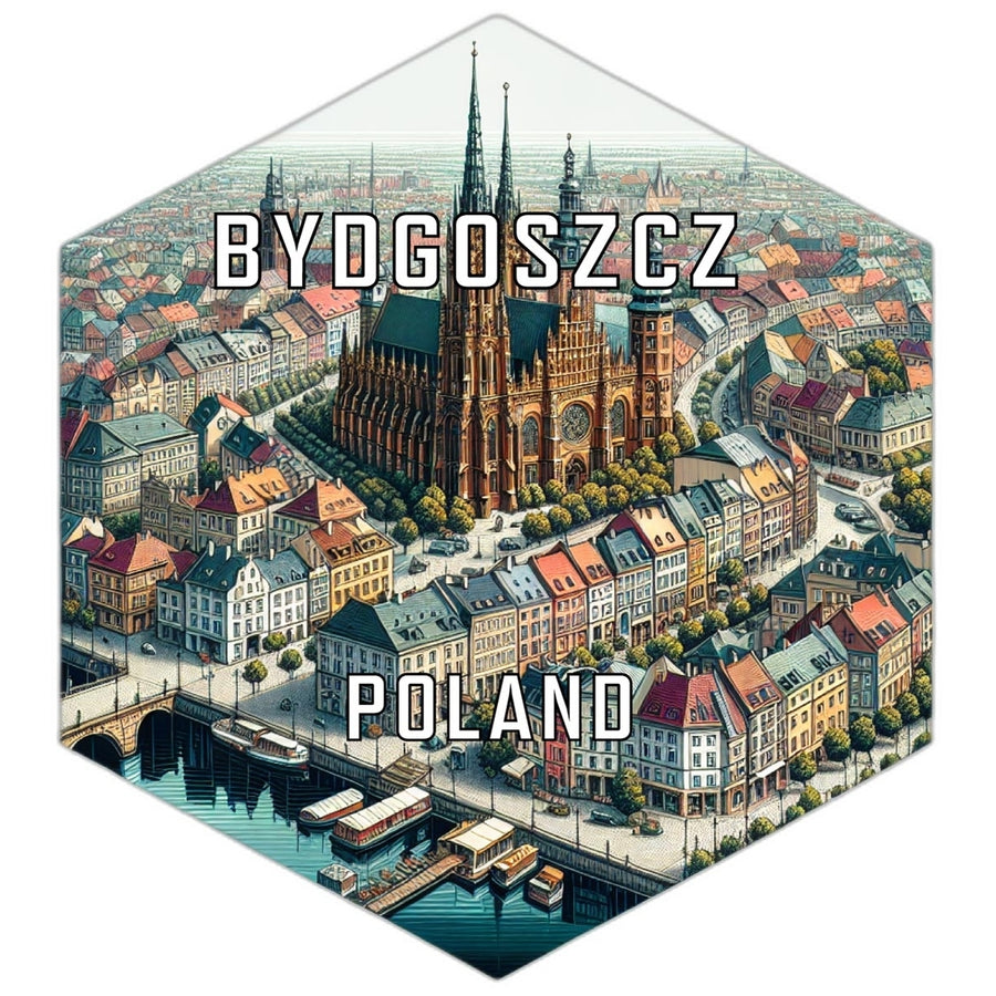 Bydgoszcz Poland Souvenir Travel Destination Die Cut Hexagon Fridge Magnet Image 1