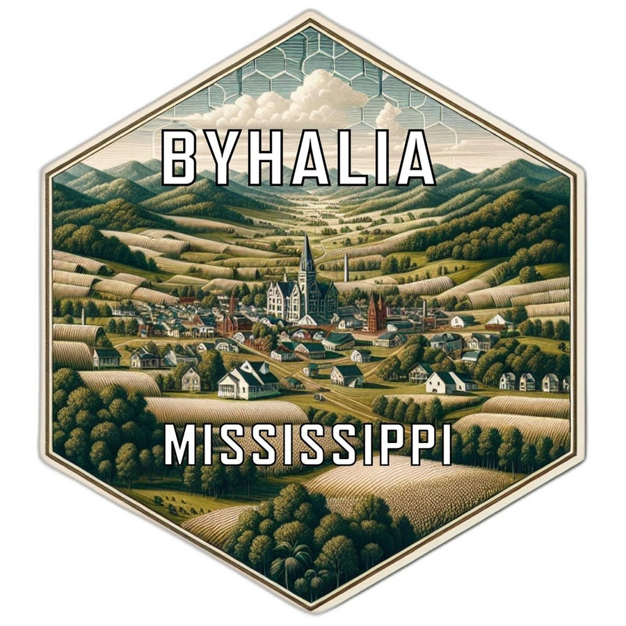 Byhalia Mississippi Souvenir Travel Destination Die Cut Hexagon Fridge Magnet Image 1