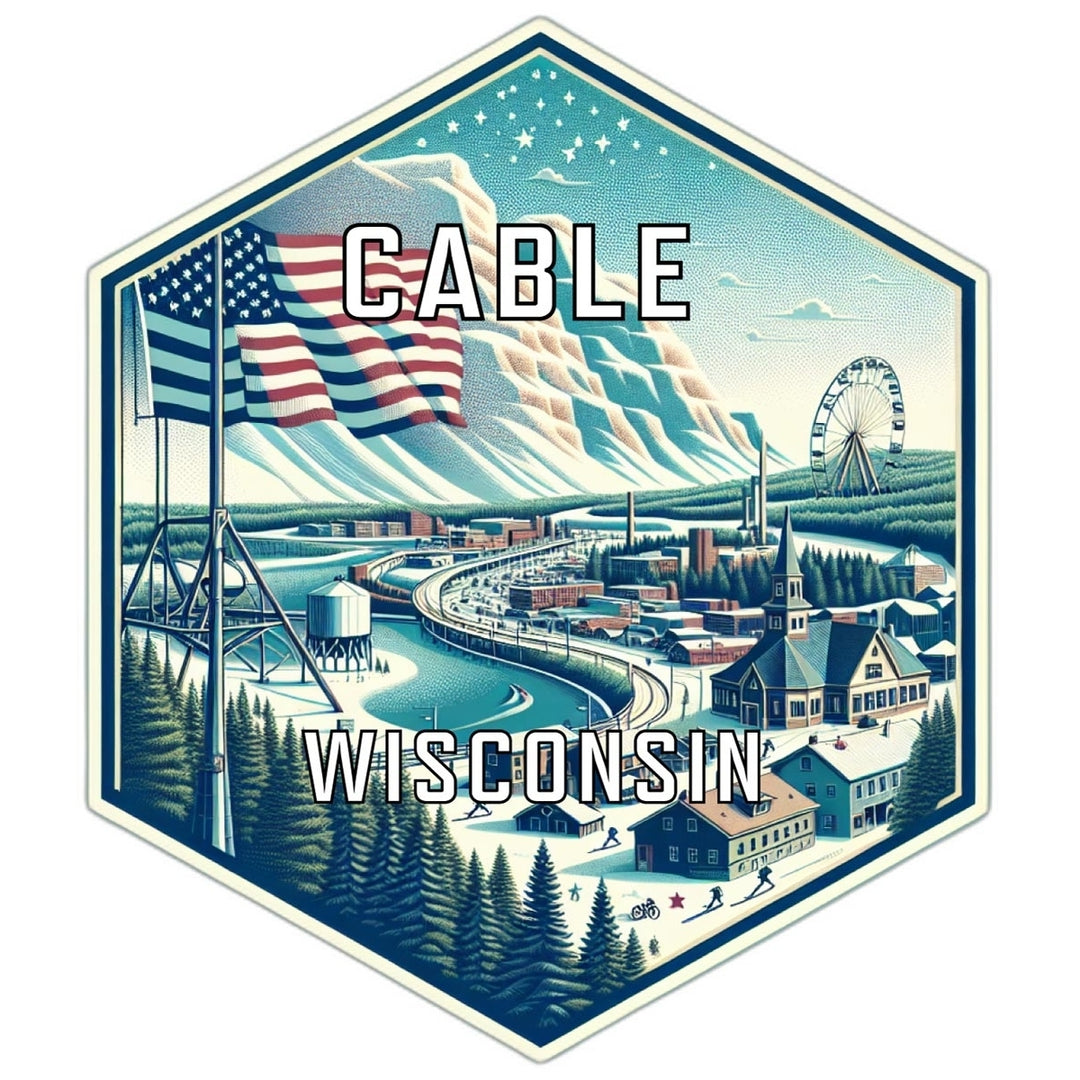 Cable Wisconsin Souvenir Travel Destination Die Cut Hexagon Fridge Magnet Image 1