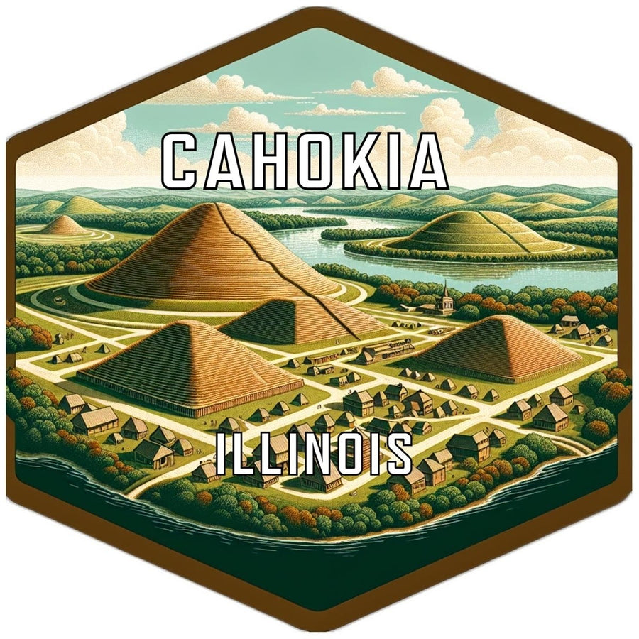 Cahokia Illinois Souvenir Travel Destination Die Cut Hexagon Fridge Magnet Image 1