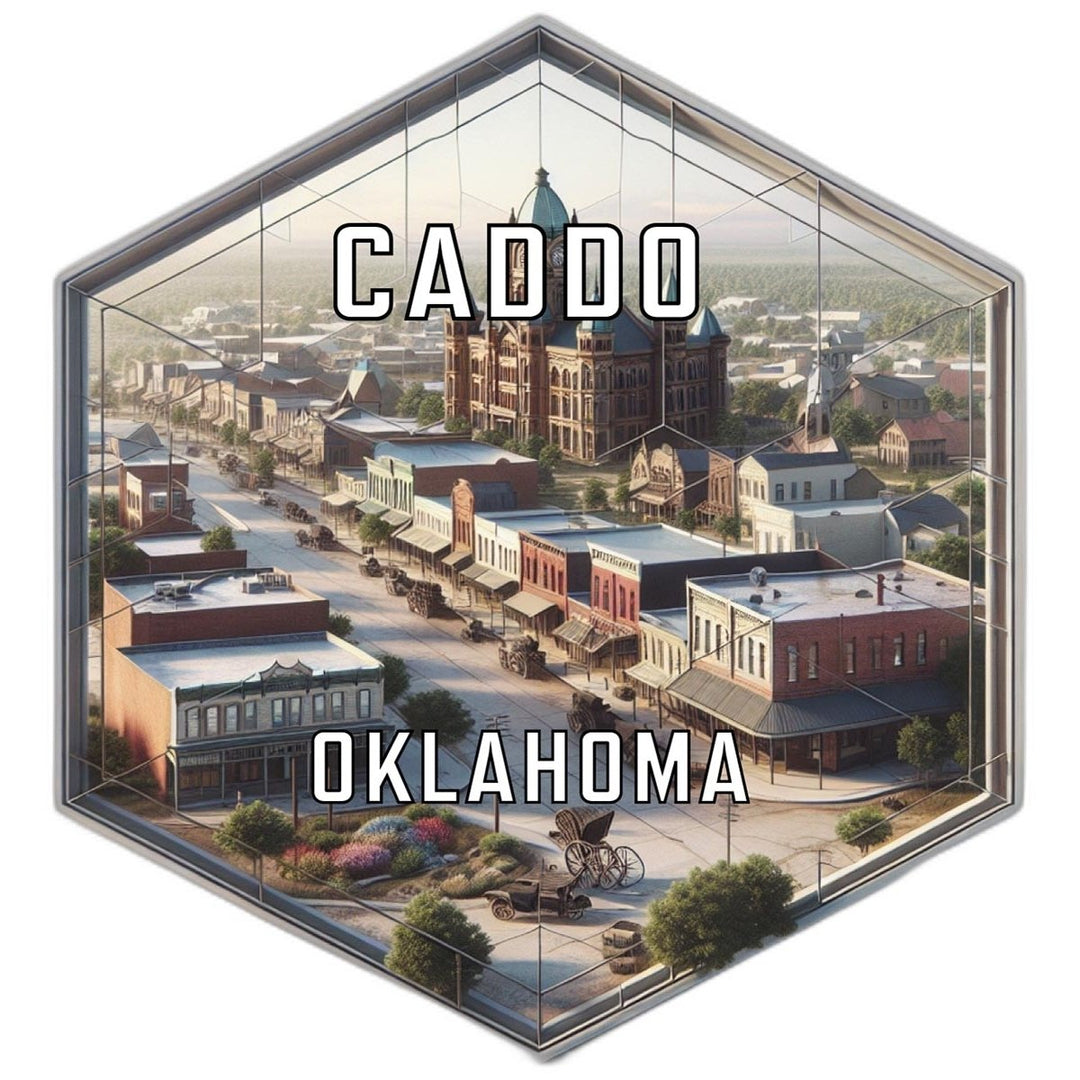 Caddo Oklahoma Souvenir Travel Destination Die Cut Hexagon Fridge Magnet Image 1