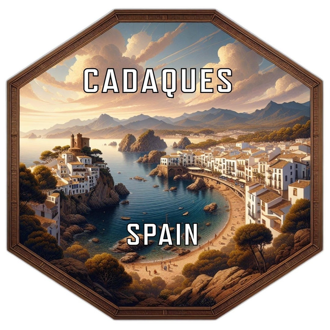 Cadaques Spain Souvenir Travel Destination Die Cut Hexagon Fridge Magnet Image 1