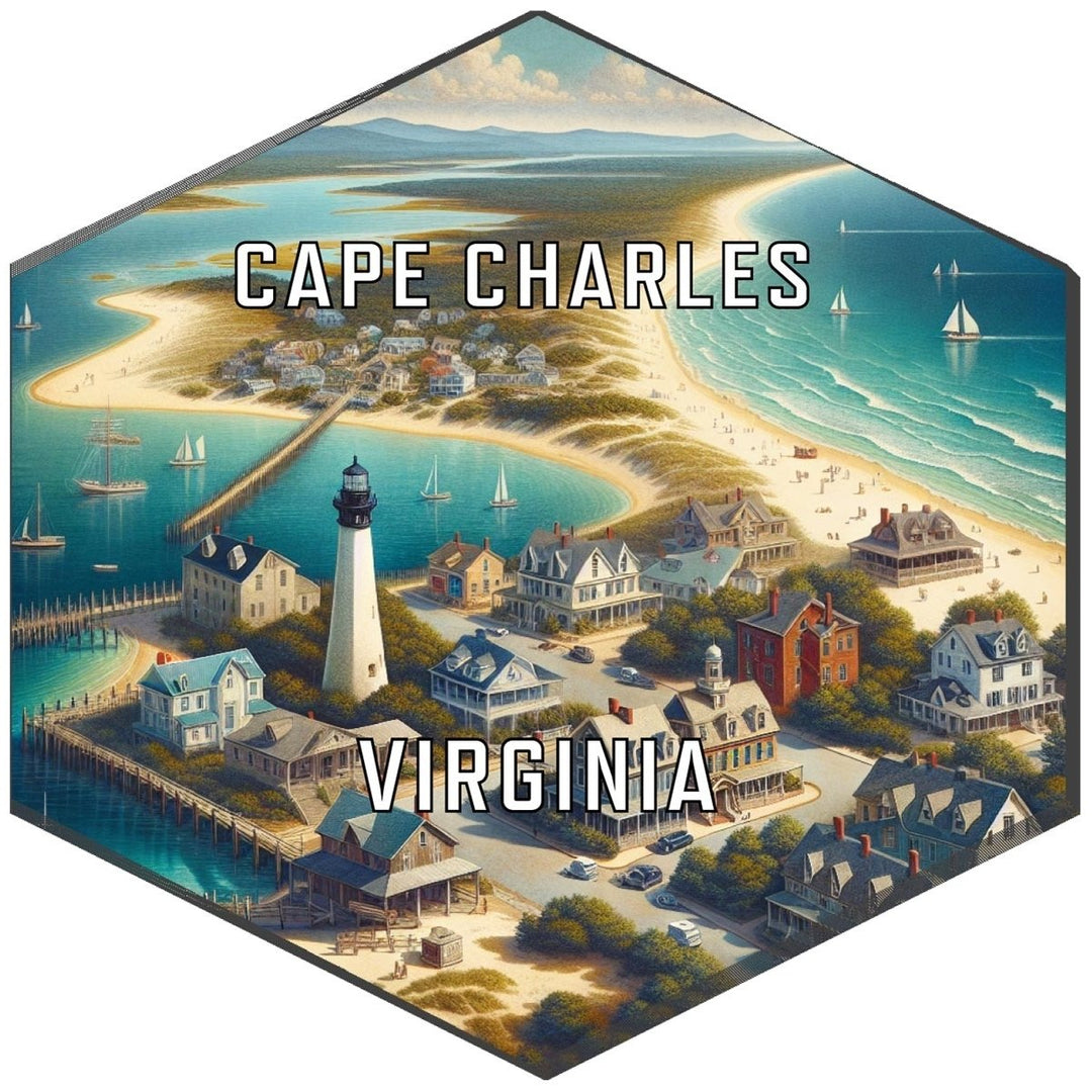 Cape Charles Virginia Souvenir Travel Destination Die Cut Hexagon Fridge Magnet Image 1