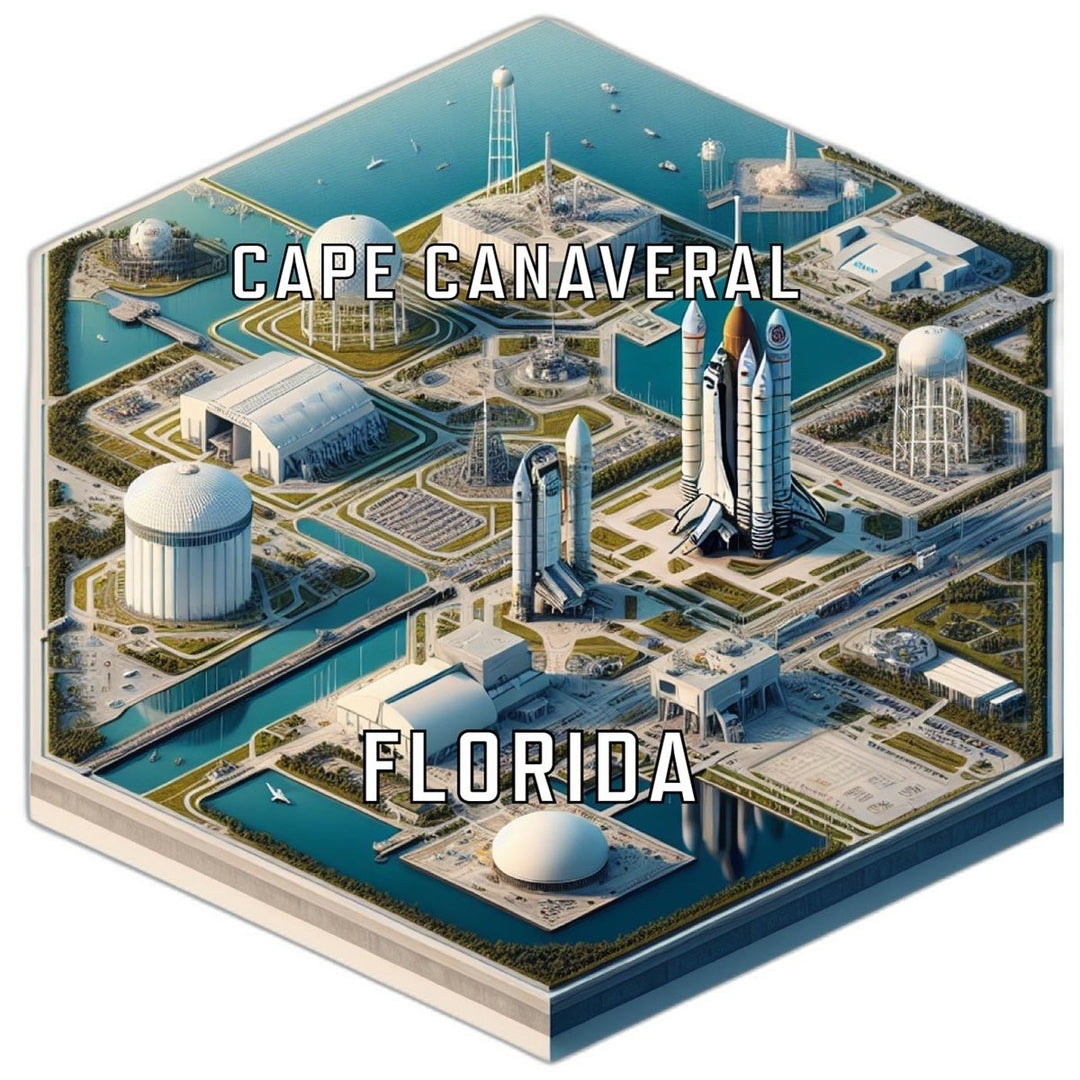 Cape Canaveral Florida Souvenir Travel Destination Die Cut Hexagon Fridge Magnet Image 1