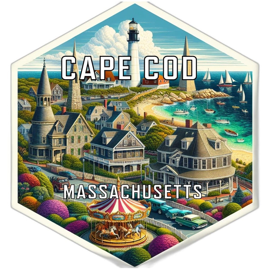 Cape Cod Massachusetts Souvenir Travel Destination Die Cut Hexagon Fridge Magnet Image 1