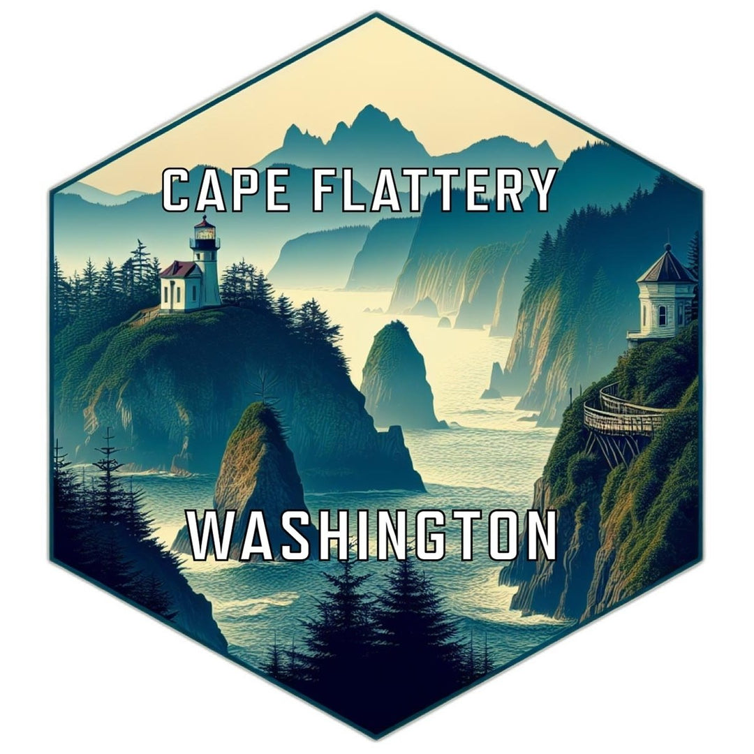 Cape Flattery Washington Souvenir Travel Destination Die Cut Hexagon Fridge Magnet Image 1