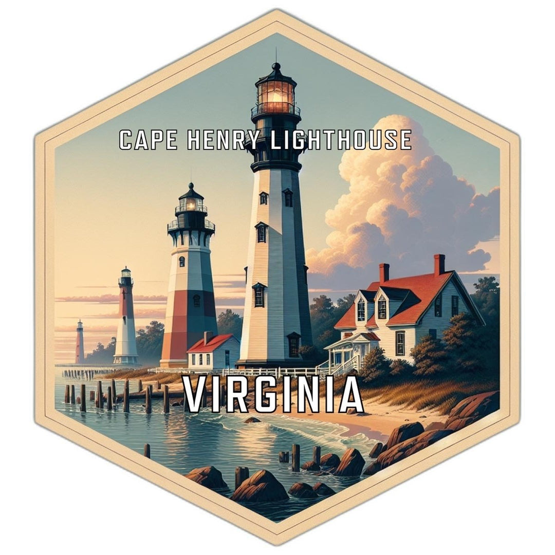 Cape Henry Lighthouse Virginia Souvenir Travel Destination Die Cut Hexagon Fridge Magnet Image 1