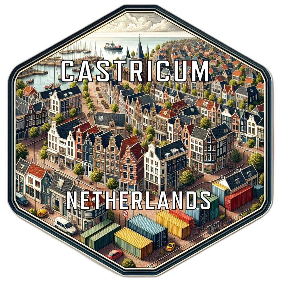 Castricum Netherlands Souvenir Travel Destination Die Cut Hexagon Fridge Magnet Image 1