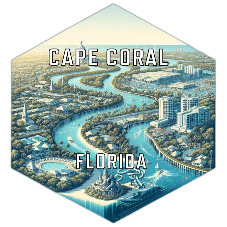 Cape Coral Florida Souvenir Travel Destination Die Cut Hexagon Fridge Magnet Image 1