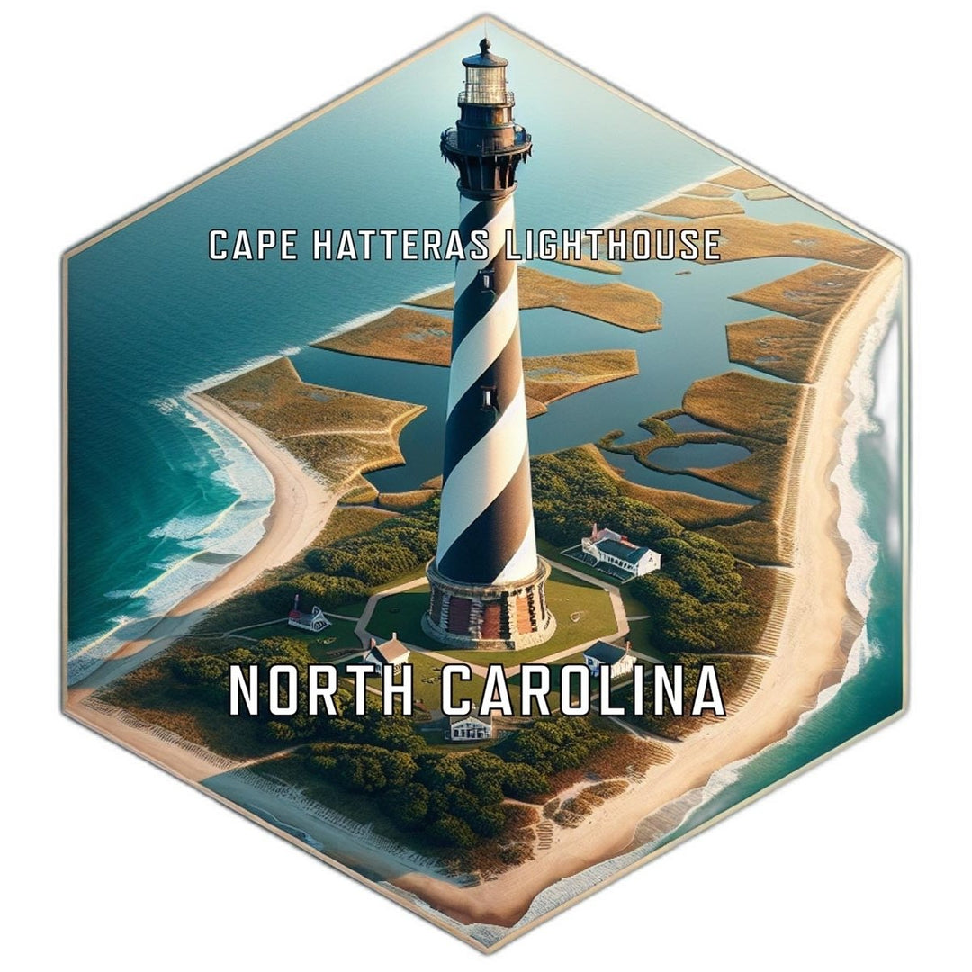 Cape Hatteras Lighthouse North Carolina Souvenir Travel Destination Die Cut Hexagon Fridge Magnet Image 1