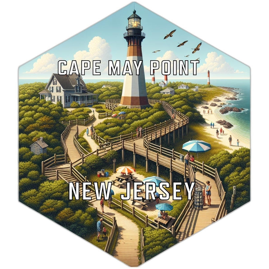 Cape May Point Jersey Souvenir Travel Destination Die Cut Hexagon Fridge Magnet Image 1