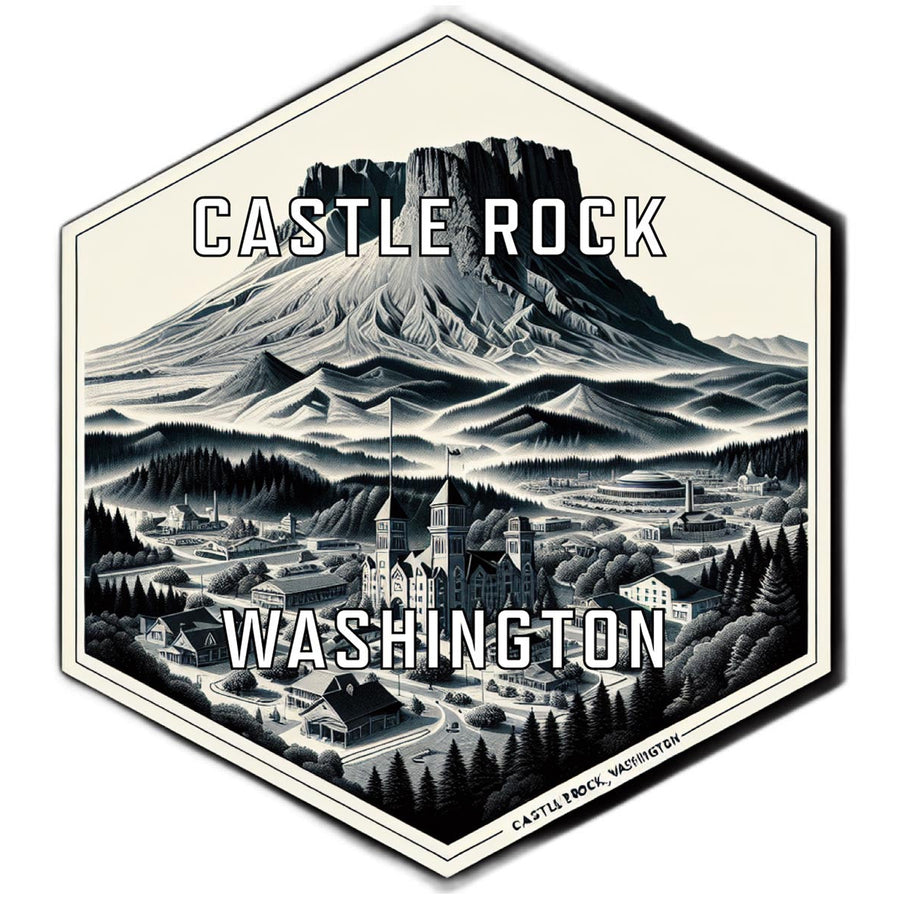 Castle Rock Washington Souvenir Travel Destination Die Cut Hexagon Fridge Magnet Image 1