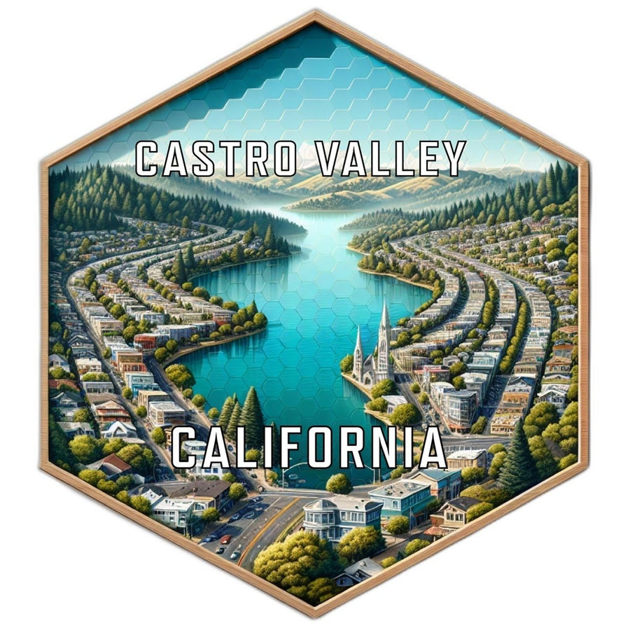 Castro Valley California Souvenir Travel Destination Die Cut Hexagon Fridge Magnet Image 1