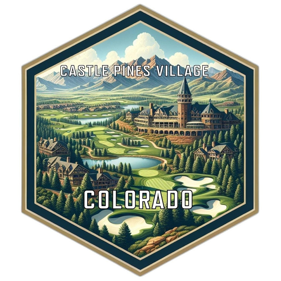 Castle Pines Village Colorado Souvenir Travel Destination Die Cut Hexagon Fridge Magnet Image 1