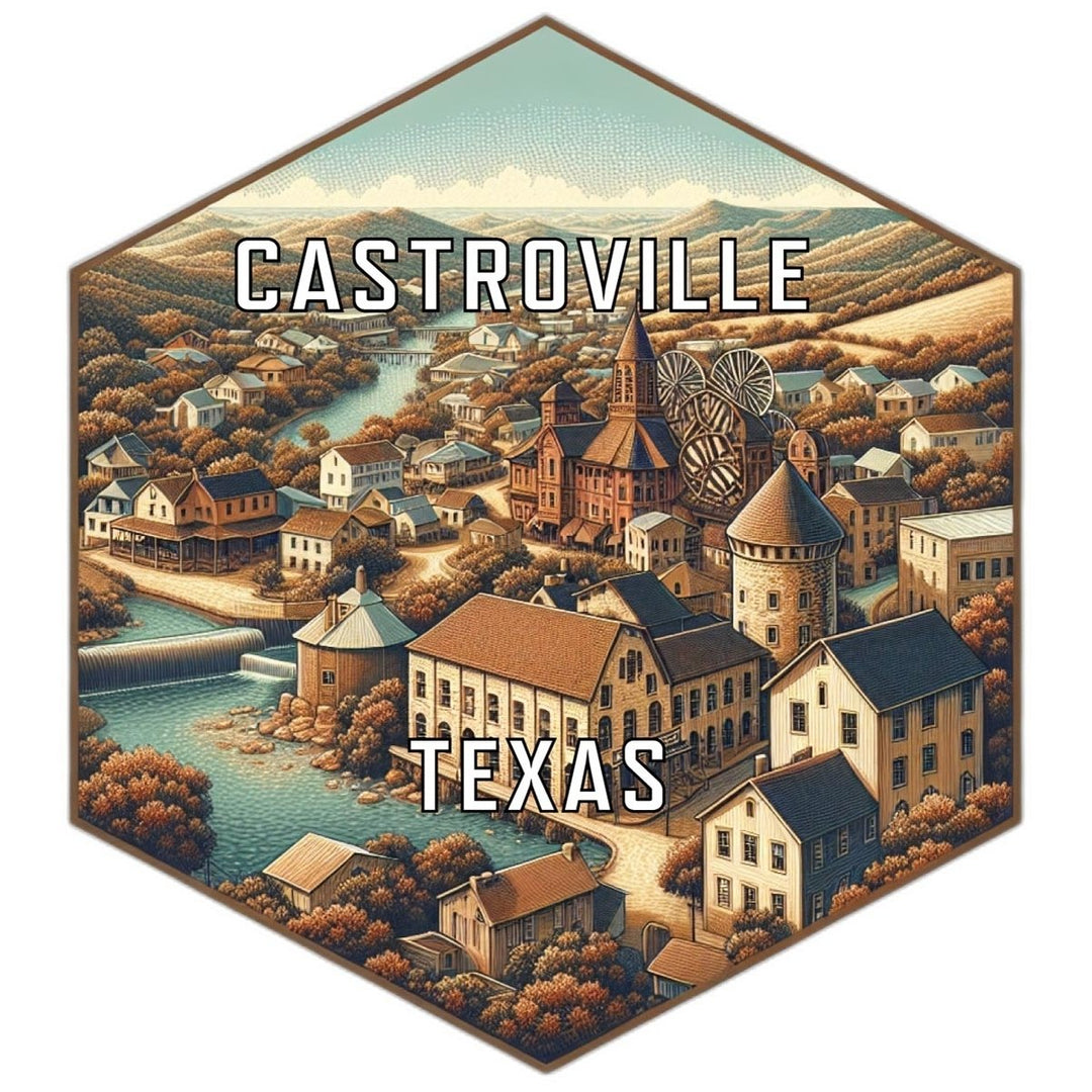 Castroville Texas Souvenir Travel Destination Die Cut Hexagon Fridge Magnet Image 1